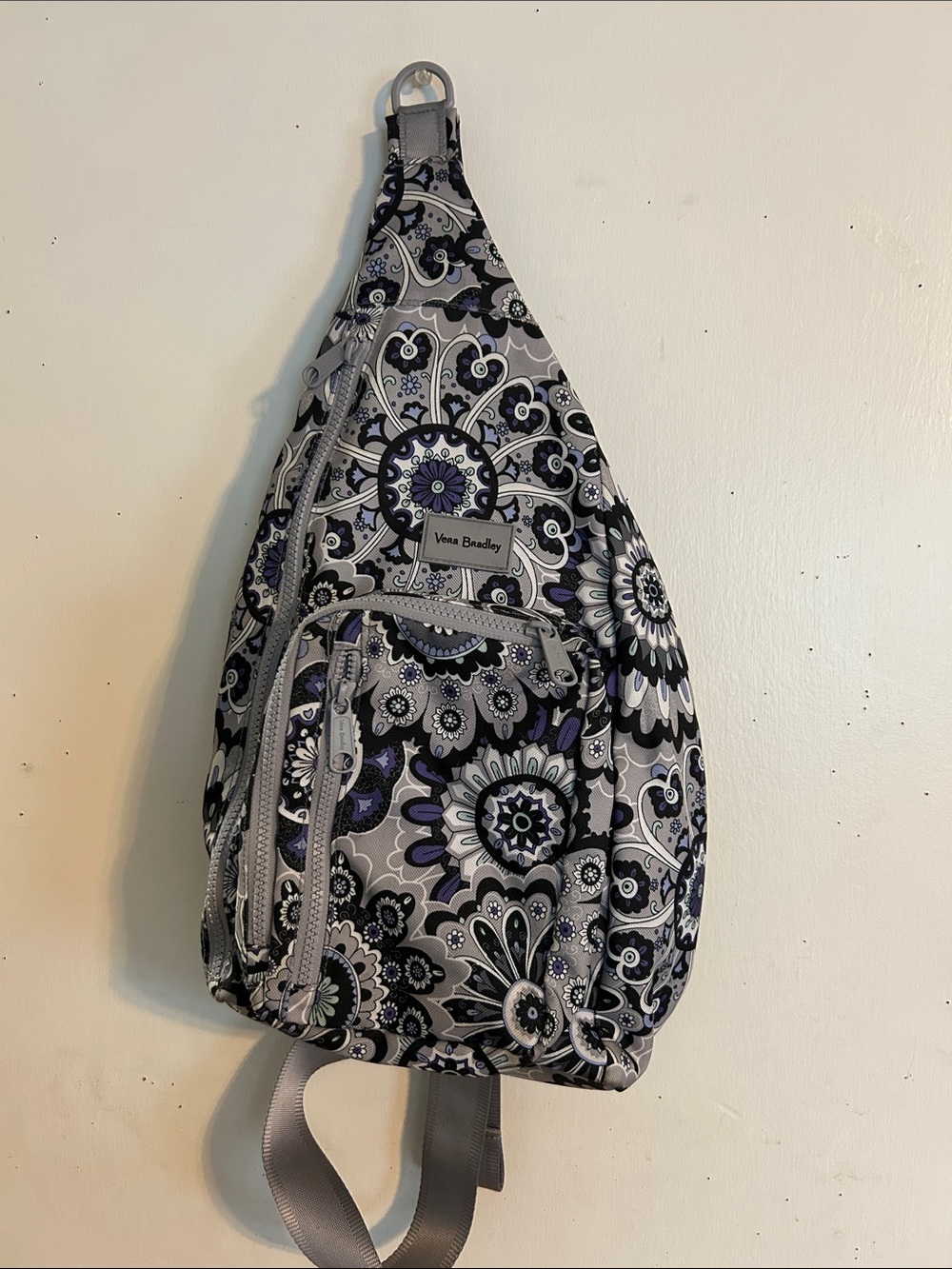 Vera Bradley Gray and Purple Floral Sling Bag